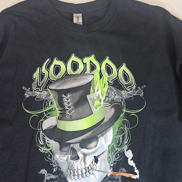 Voodoo New Orleans Shirt Mens XL Black Skull Top Hat Party Spirit Graphic Tee - Picture 3 of 5